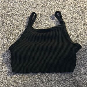 Hollister Black Ribbed Crop Tank Top